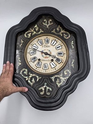 Antique 19th C Mother Of Pearl French E Chery Chateaumeillant Clock. Works. Read