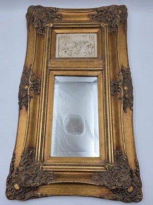 Rare Antique 19th C Enrico Braga Tondo Relief Mirror W Perfugium Regibus Coin