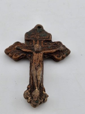 Rare Antique 1907 Pope Pius X Catholic PARDON INDULGENCE Crucifix w Leather Case