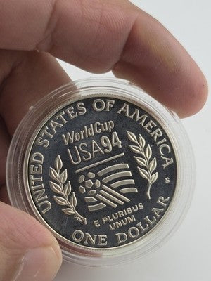 Vintage 1994 World Cup US Mint Silver  Coins set $1 50c US Mint New York /Jersey