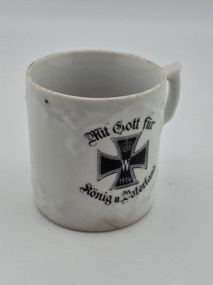 Antique Original WWI German Porcelain Coffee Cup Iron Cross 1914 Kaiser Wilhelm