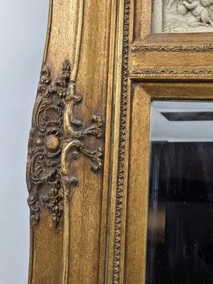 Rare Antique 19th C Enrico Braga Tondo Relief Mirror W Perfugium Regibus Coin