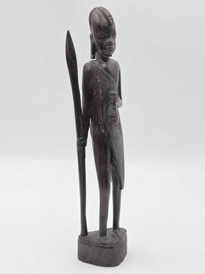 Set Of 3 Vintage Hand Carved Kenyan African Wood Tribal Figures Maasai Sculpture