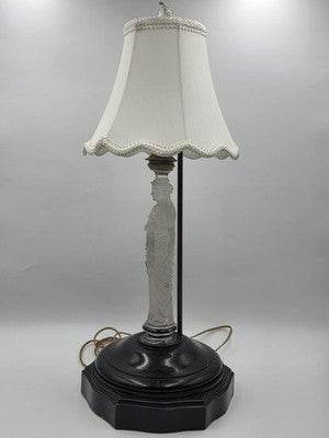 Ultra Rare French Baccarat Frosted & Clear Glass Classical Maiden Table Lamp.