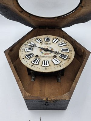 Antique 19th C Mother Of Pearl French E Chery Chateaumeillant Clock. Works. Read
