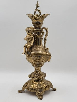 Vintage Italian Mid Century XL Brass Putto Putti Cherub Sculpture Rococo Style