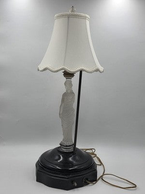 Ultra Rare French Baccarat Frosted & Clear Glass Classical Maiden Table Lamp.
