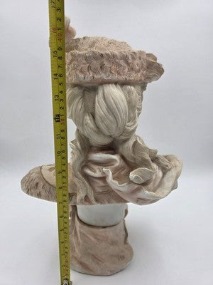 Antique 1890's German Porcelain Bust Hand Painted Gilt Victorian Woman Sculpture