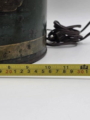ULTRA RARE 19TH C. HAND PAINTED ENGLISH CHINOISERIE GREEN TOLE TEA CANISTER LAMP