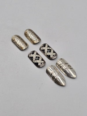 Rare BOHEM 925 Sterling Silver Nail Jewelry 6pc Set Enamel England Original Box