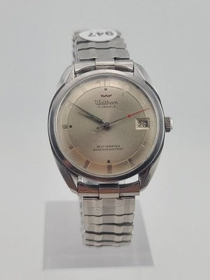 Vtg Waltham Men's Automatic Self-winding Watch 17 Jewels Date 2 tone Hands Runs