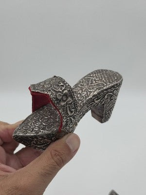 RARE ANTIQUE STERLING SILVER TURKISH CHILD'S NALIN BATH SHOES OTTOMAN EMPIRE