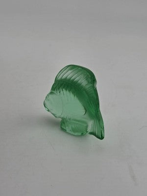 Vintage Lalique France Mint Green Crystal Fish Sculpture 2" Signed Mint Cond.
