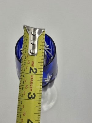 Vintage Ajka Rene Cobalt Blue Cut to Clear Crystal Champagne Flutes Rare Pattern