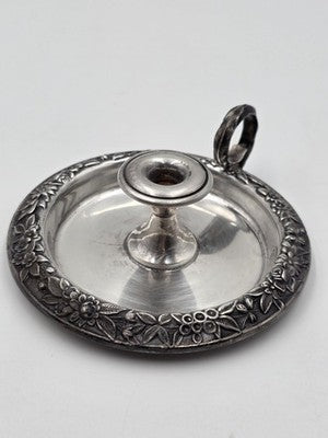 Rare Antique S. Kirk & Son Sterling Silver Repousse Chamberstick Candle Holder