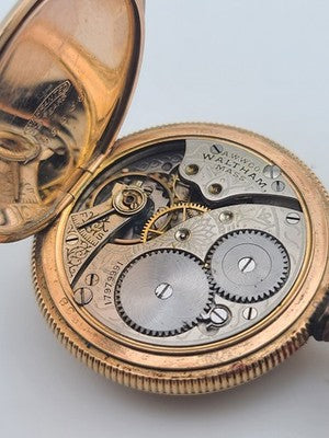 Rare Antique Waltham 12s Pocket Watch 7J Gold Filled 25yr Case C1910 Running