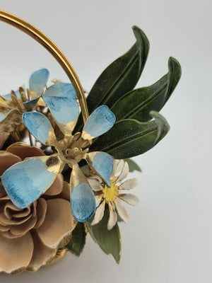 Vintage 1977 Gloria Vanderbilt Flowers of the Seasons Summer Boquet Metal Basket