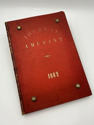 Rare Antique 1889 Journal Amusant Paris Illustrated Satirical Leather Bound Vol.