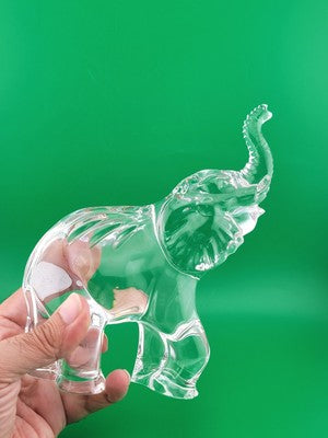 Set Of 2 Waterford Crystal Elephant Paperweights. Mother And Child. VG Cond.