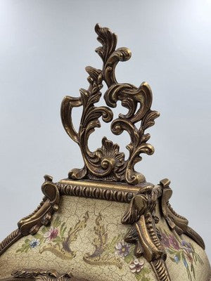 Rare 22" Vintage Rococo Boulle Mantel Clock Franz Hermle German Movement Works