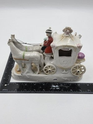 Vintage German Porcelain Cinderella Coach Carriage Figurine Horses Rococo Couple