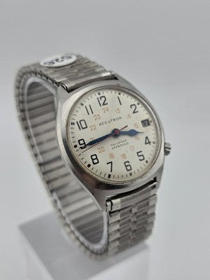 Vintage 1977 Bulova Accutron Railroad Approved Tuning Fork Watch 35mm M7 Runs