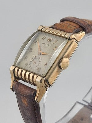 Vintage Classic Mens Deco 1950's 17j BENRUS 10K Gold Filled Dress Watch. Works