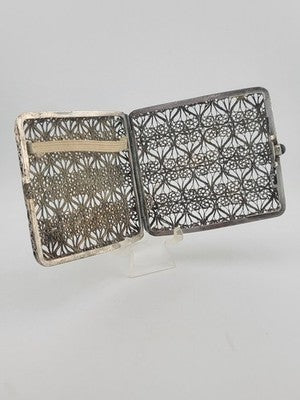 Antique 1920's Handmade European 800 Silver Filigree Cigarette Case Art Deco.