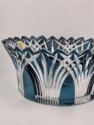 Gourgeous Collectible Vintage Caeser Crystal GOTHIC Large Canistrum Bowl Azure