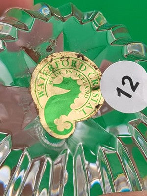 Vintage WATERFORD Signed Crystal APPLE with Stem Ribbed Faceted Paperweight