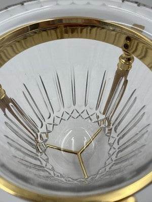 Design Guild Crystal Champagne Chiller Vertical Cut with Stand Brass Barware