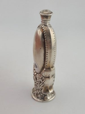 Rare Antique 19th C Victorian Ornate Repousse Sterling Silver Scent Snuff Bottle