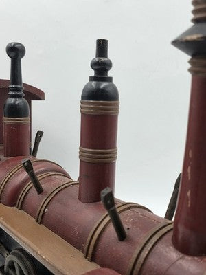 Rare Heavy Vintage Handmade Wooden & Cast Iron Steam Train 24" X 14" X 6"