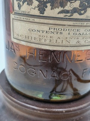 Rare Antique 1940's Hennessy Cognac Bottle Bar Decor Large Glass Lamp. 21" Works