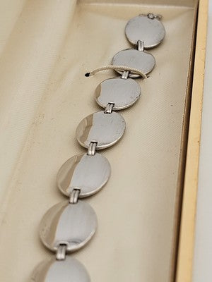 Rare Antique  Mid Century Posins Sterling Silver Bracelet W Original Box. 7.5 In