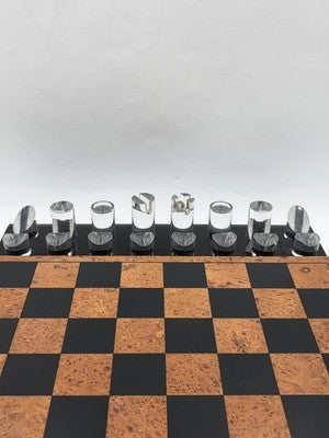 Rare 1960 Rede Guzzini Italy Lucite Chess Set Briar Wood Board Mid Cent. Modern
