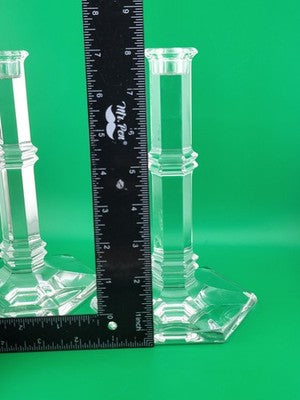 Vintage Elegant Pair Of TIFFANY & CO Crystal Windham Candle Holders 8” Tall