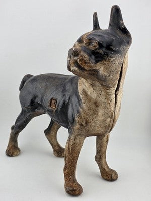 Rare Antique Hubley C 1915 Cast Iron Boston Terrier Door Stop Original Paint