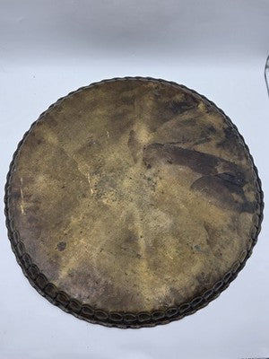 Antique Massive 26" Hand Hammered Engraved Brass Islamic Moorish Mamluk Tray