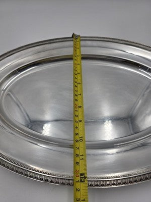 Vtg Christofle France 18” Silverplate Oval Serving Platter Louis XVI Leaf Border