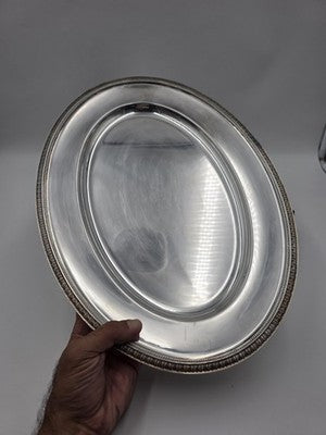 Vtg Christofle France 18” Silverplate Oval Serving Platter Louis XVI Leaf Border