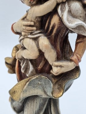 Rare Vintage 1950’s Madonna Statue W Baby Jesus In Wood From Val Gardena 10”