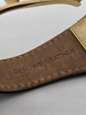 Salvatore Ferragamo Swiss Made Gold Plated Leather Watch Diamond Markers. Works.