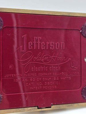 Vintage 1950’s Jefferson “The Golden Hour” Mystery Clock 580-101 True MCM Works