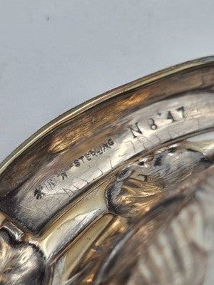 Antique Art Nouveau Sterling Silver Repousse Leaf Vine Bonbon Dish 115.7g