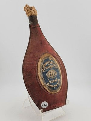 Rare Antique OOAK 19th Century Belgium Tin Type FFF Extra Gun Powder Flask