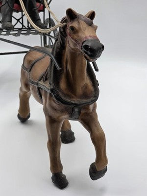 Ultra Rare Antique Horse Carriage Folk Art Composition Driver Cart C1920. 24".