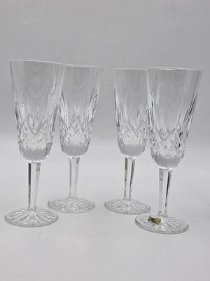 Waterford Crystal Lismore Champagne Flutes Set of 4 Ireland w/ Original Box. New