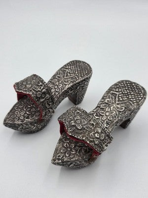 RARE ANTIQUE STERLING SILVER TURKISH CHILD'S NALIN BATH SHOES OTTOMAN EMPIRE