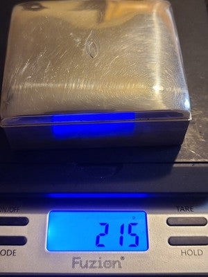Vintage Sterling Silver by Poole 14 Cigarette Trinket Box w/Wood Inlaid. VG.